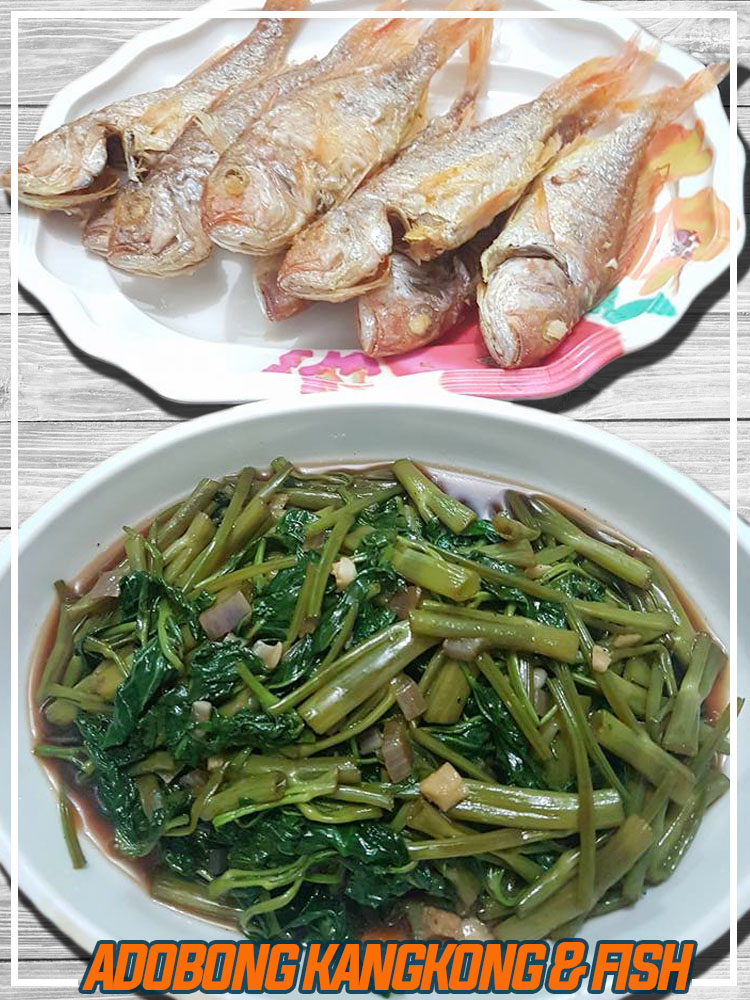 Adobong Kangkong with Pritong Isda