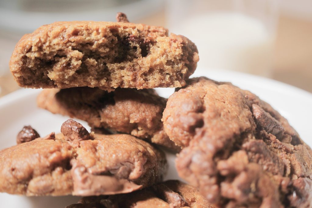 Chocolate chip cookies and milk